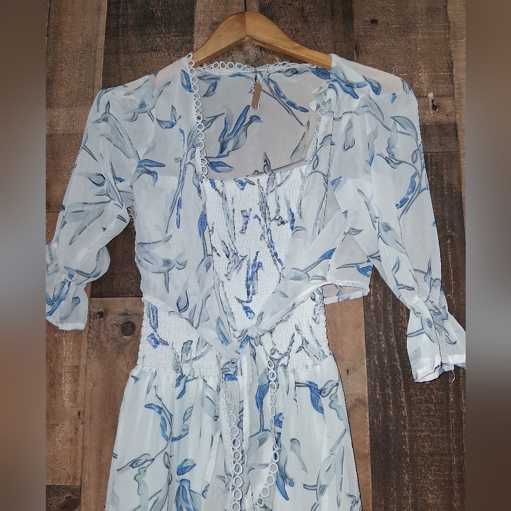 Unbranded 2 Piece Floral Blue and White Dress & Top Size Small - Picture 4 of 6